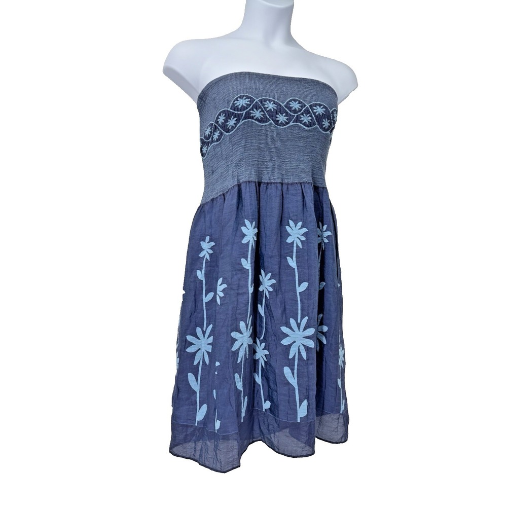 LAPIS Anthropologie Dress OS Blue Floral Boho Fairy festival cottagecore artsy